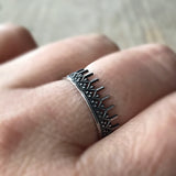 Oxidized Silver Wishbone Ring