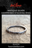 Antique Silver Hammered Stacking Ring
