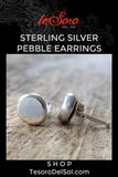 Flat Pebble Sterling Silver Stud Earrings