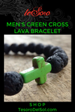 Men's Green Cross Lava Bracelet