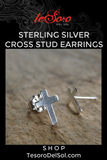 Sterling Silver Cross Stud Earrings