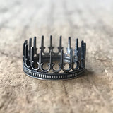 Gothic Crown Ring in Oxidized Sterling Silver