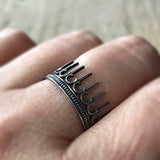 Gothic Crown Ring in Oxidized Sterling Silver