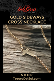 Gold Sideways Cross Necklace