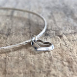 Silver Floating Heart Charm<br>Bangle Bracelet