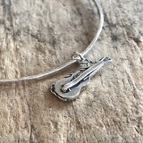 Silver Guitar Charm<br>Bangle Bracelet