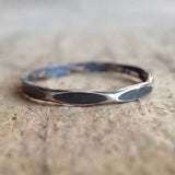 Antique Sterling Silver Hammered Marquis Ring