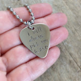 Mens Rustic Stainless Steel Guitar Pick Necklace - TesoroDelSol
