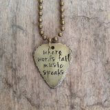 Men's Antique Brass Guitar Pick Necklace