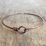 Vintage Copper Hook and Eye Bangle, Latch and Hook Bangle, Stackable Bangle Bracelet, Rustic Jewelry, Bohemian Bracelet, Bohemian Jewelry - TesoroDelSol