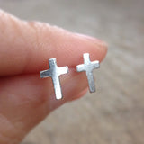 Sterling Silver Cross Stud Earrings