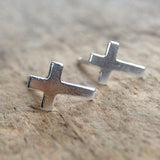 Sterling Silver Cross Stud Earrings