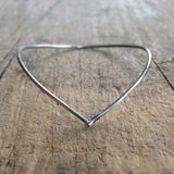 Top down view of Antique Silver Chevron Bohemian Bangle