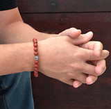 Mens Red Jasper Bracelet - 8mm Beads - TesoroDelSol
