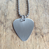 Men's Brushed Steel Guitar Pick Necklace