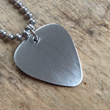 Men's Brushed Steel Guitar Pick Necklace