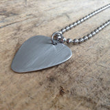 Men's Brushed Steel Guitar Pick Necklace