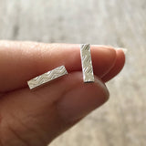Sterling Silver Aztec Bar Stud Earrings