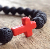 Men's Orange Cross Lava Bracelet