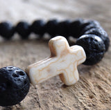 Men's White Cross Bracelet