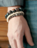 Men's Black Onyx Beaded Bracelet - TesoroDelSol