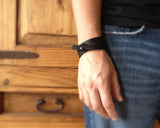 Men's Black Triple Wrap Leather Bracelet - TesoroDelSol