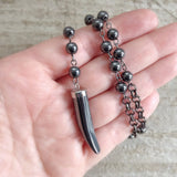 Men's Hematite Rosary Necklace