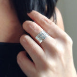 Set of 10 Sterling Silver Skinny Rings