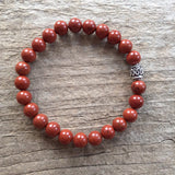 Mens Red Jasper Bracelet - 8mm Beads - TesoroDelSol