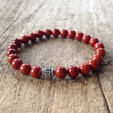Mens Red Jasper Bracelet - 8mm Beads - TesoroDelSol