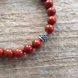 Mens Red Jasper Bracelet - 8mm Beads - TesoroDelSol