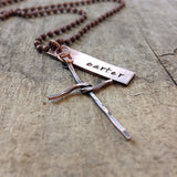 Men's Cross Charm Name Necklace