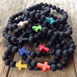 Men's Orange Cross Lava Bracelet