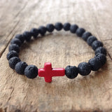 Men's Black Lava Cross Bracelet