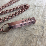Men's Personalized Copper Bar Necklace