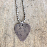 Mens Rustic Stainless Steel Guitar Pick Necklace - TesoroDelSol