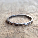 Antique Silver Hammered Stacking Ring