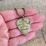 Men's Antique Brass Guitar Pick Necklace