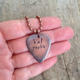 Men's Copper Guitar Pick Necklace