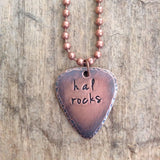 Men's Copper Guitar Pick Necklace