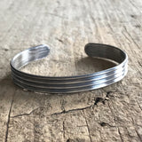 Men's Striped Open Cuff Bracelet