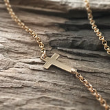 Gold Sideways Cross Necklace