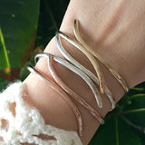 Sterling Silver Ocean Waves<br>Bangle Bracelet
