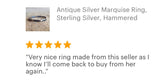 Antique Sterling Silver Hammered Marquis Ring