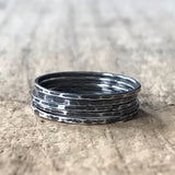 Set of 5 Antique Silver Stackable Skinny Rings
