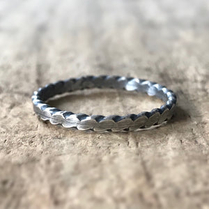 Oxidized Silver Scalloped Ring