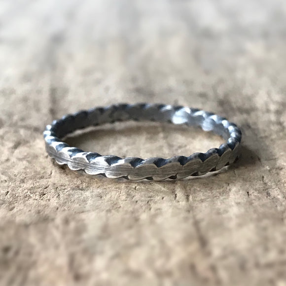 Oxidized Silver Scalloped Ring