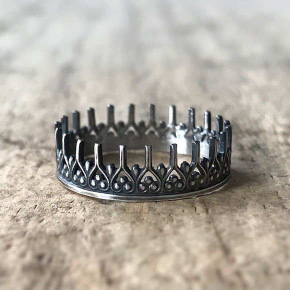 Oxidized Silver Wishbone Ring