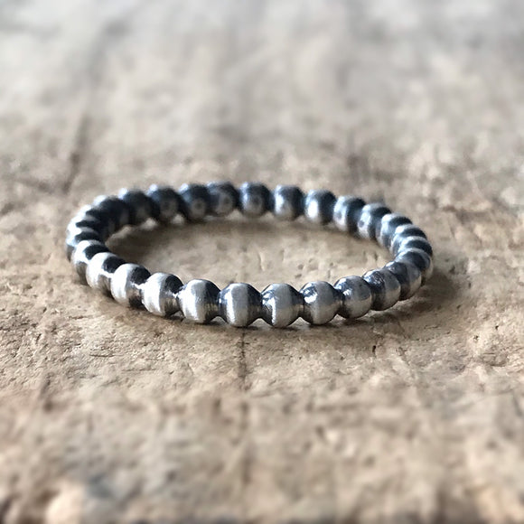 Oxidized Silver Bead Ring