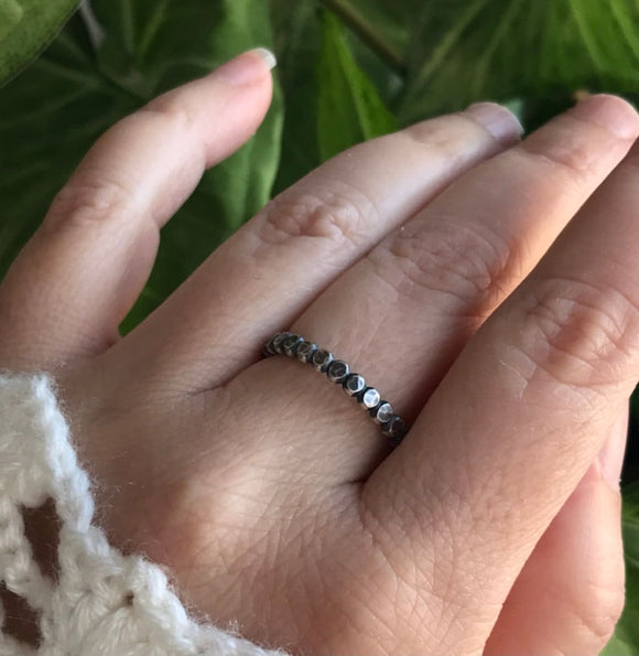 Oxidized Silver Pebble Ring